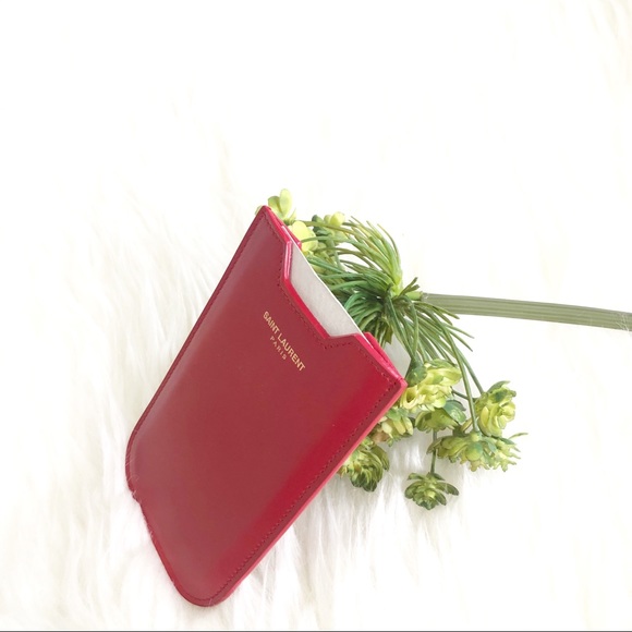 NWOT Saint Laurent Leather Case / Card holder Red - Picture 2 of 9